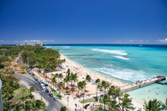 Mere udsigt fra Aston Waikiki Beach Hotel, Honolulu, O'ahu, Hawaii