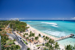 Mere udsigt fra Aston Waikiki Beach Hotel, Honolulu, O'ahu, Hawaii