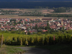 Eguisheim, set fra Husseren-les-Châteaux, Alsace, Frankrig