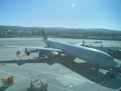 Suk, hjemad mod København med SAS. Vi hader at forlade San Francisco.