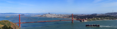 Golden Gate med San Francisco i baggrunden, set fra Marin Headlands.