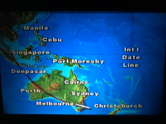 Ombord på Business Class hos Singapore Airlines på vej til Christchurch, New Zealand
