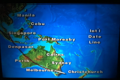 Ombord på Business Class hos Singapore Airlines på vej til Christchurch, New Zealand