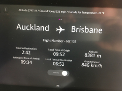 Så er vi lige lettet fra Auckland på vej til Brisbane, gAustralien