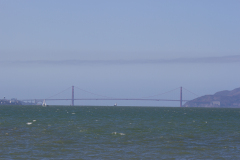 Udsigt til Golden Gate fra César E. Chávez Park ved Berkeley Marina, Berkeley, USA