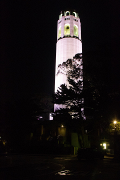 Coit Tower by night, San Francisco, USA