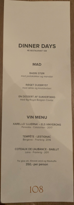 Dinner Days middag på 108.