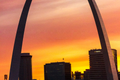 Gateway Arch ved solnedgang, St. Louis, Missouri, USA