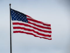 Stars and Stripes på Liberty Island, New York, USA