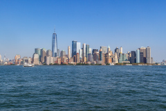 Manhattan Skyline set fra Ellis Island, New York, USA