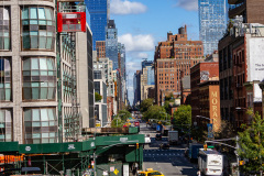 Vandretur på Highline Park, gammel hævet godstogsspor lavet om til park, New York, USA