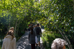 Vandretur på Highline Park, gammel hævet godstogsspor lavet om til park, New York, USA