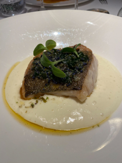 Frokost på vores stamrestaurant L'Atalier du Peintre i Colmar, Alsace, Frankrig